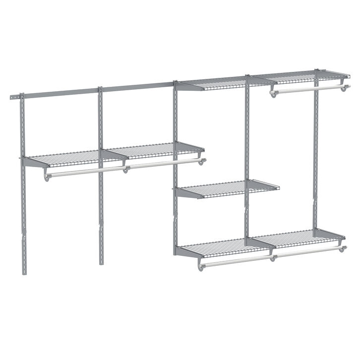 Wall-Mounted Closet Storage System with Hanging Rod and Open Shelves
