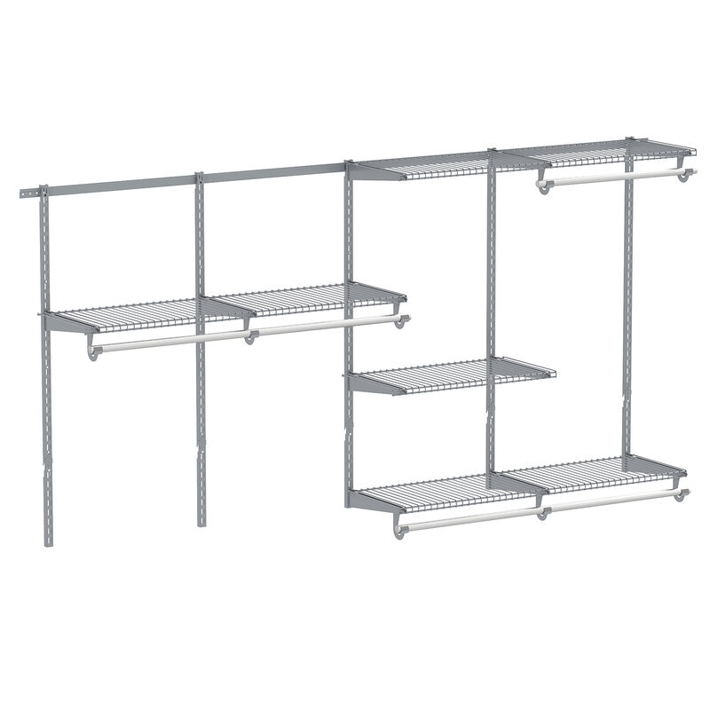 Wall-Mounted Closet Storage System with Hanging Rod and Open Shelves image number 0