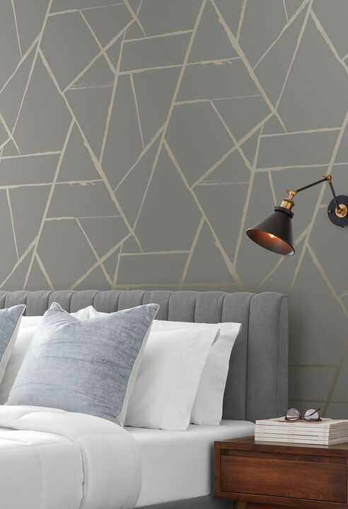 Intersect Grey Metallic Wallpaper