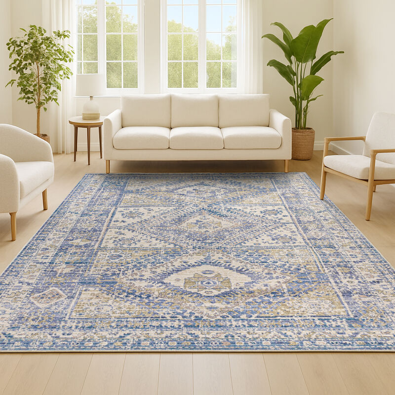 Darija Ornate Geometric Medallion Area Rug