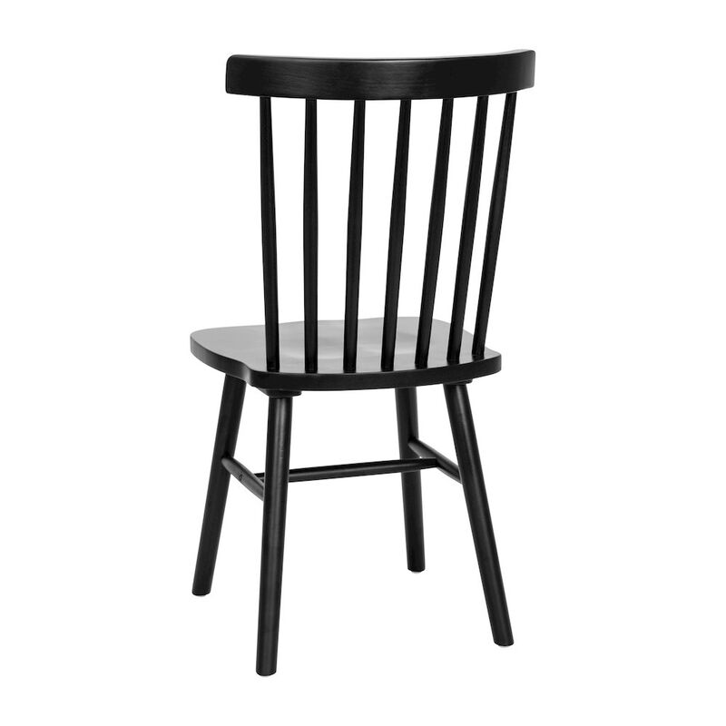 Flash Furniture Set of 2 Windsor Dining Chairs, Solid Wood Armless in Black image number 3