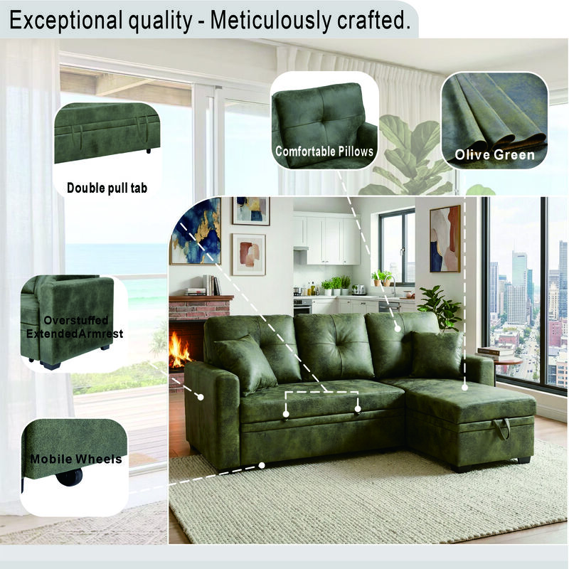 Jomple Foil Fabric Sectional Sleeper sofa image number 3