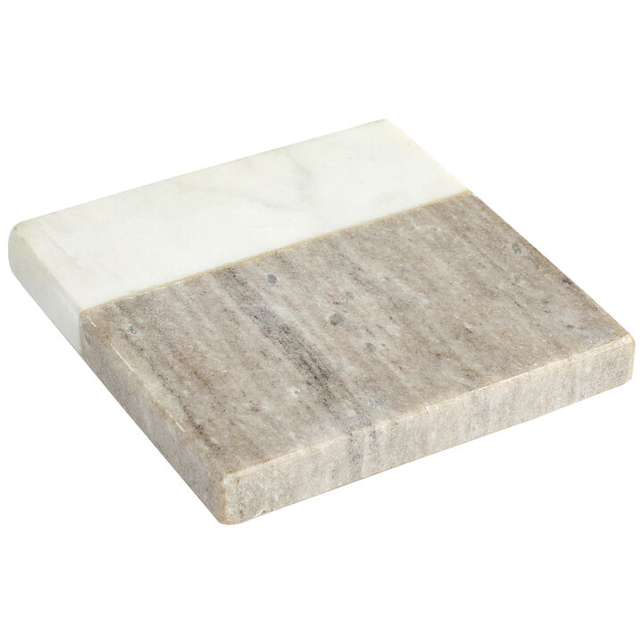 Laurie Gates Duo-Tone Four Piece Square Marble Coaster Set in Light Grey