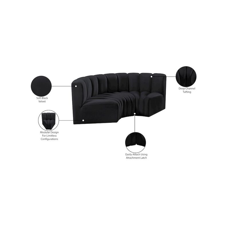 Meridian Furniture Arc Black Velvet Modular Sofa