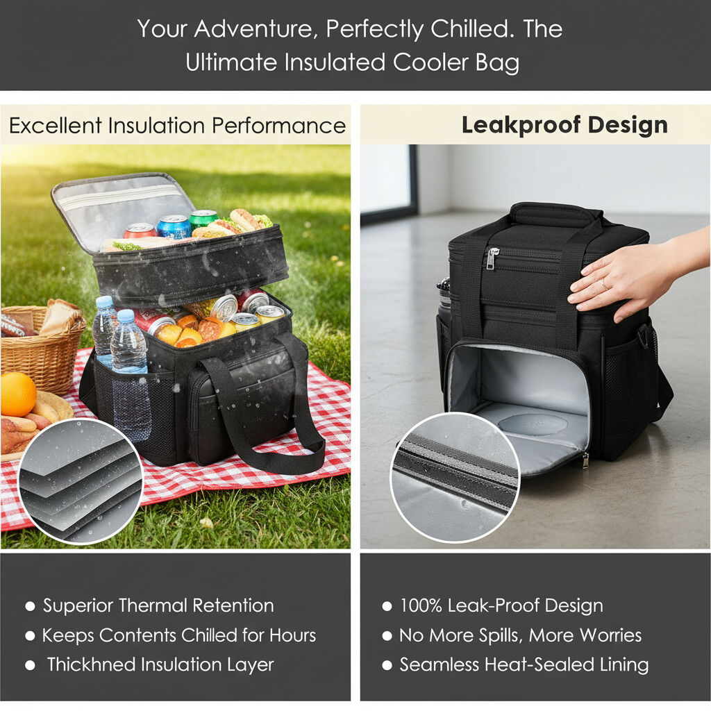 AKSZRI 2-in-1 Expandable Cooler Bag 15L Leakproof Insulated Tote