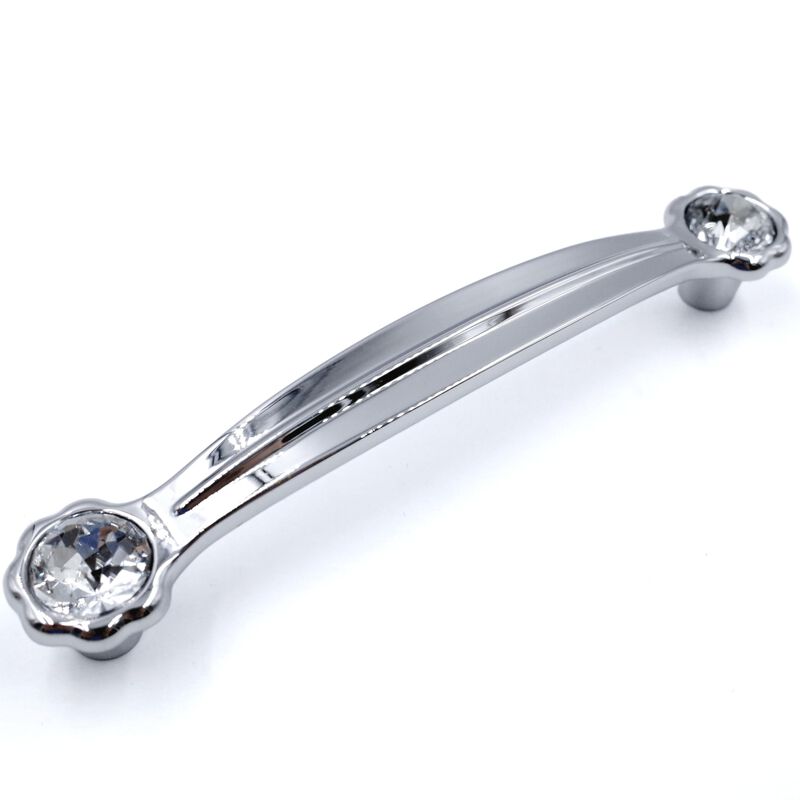 JETLAND Cabinet Drawer Crystal Pulls, 2-Pack, Chrome with Clear Glass, 5"" Hole Centers, Shining Daisy, Cabinet Handles for Dres