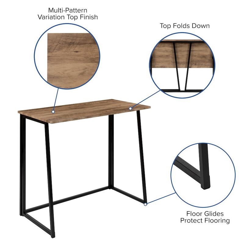 Flash Furniture Small Rustic Natural Home Office Folding Computer Desk - 36" image number 2