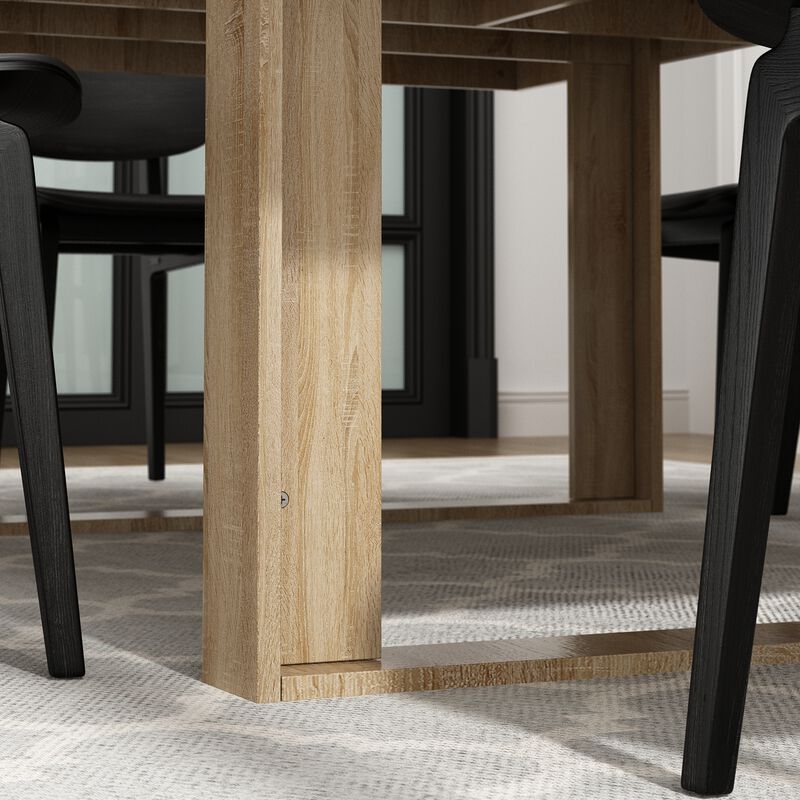 86.6 in. Width, Retangular Wood Grain Wooden Computer Desk, Writing Desk, Natural with Wooden Frame