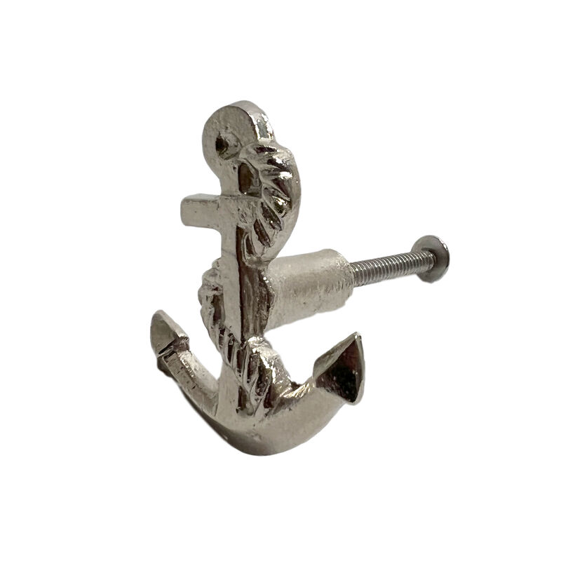 HomeRoots Set of Six Silver Nautical Anchor Knob Metal Drawer Pull Knobs image number 2