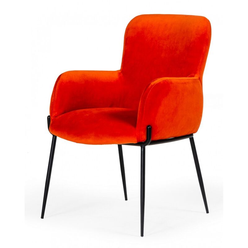 Frisco Mid-Century Orange Velvet dining Chair image number 1