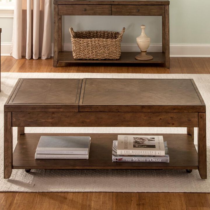 Liberty Furniture Mitchell Cocktail Table in Nutmeg