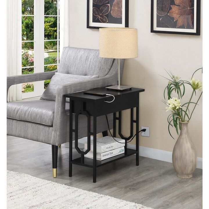Convenience Concepts Omega Flip Top End Table with Charging Station*