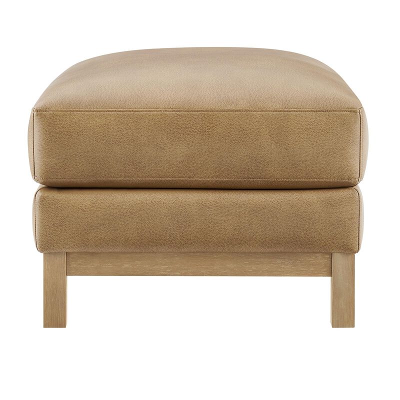 Modway Roscoe Vegan Leather Ottoman in Toast - Faux Leather Rectangular Footstool for Living Room, Bedroom, or Lounge Seating image number 5