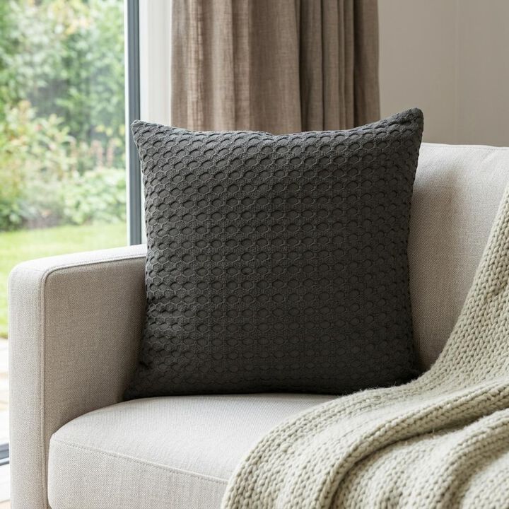 HomeRoots 20" Gray Cotton Throw Pillow With Texture