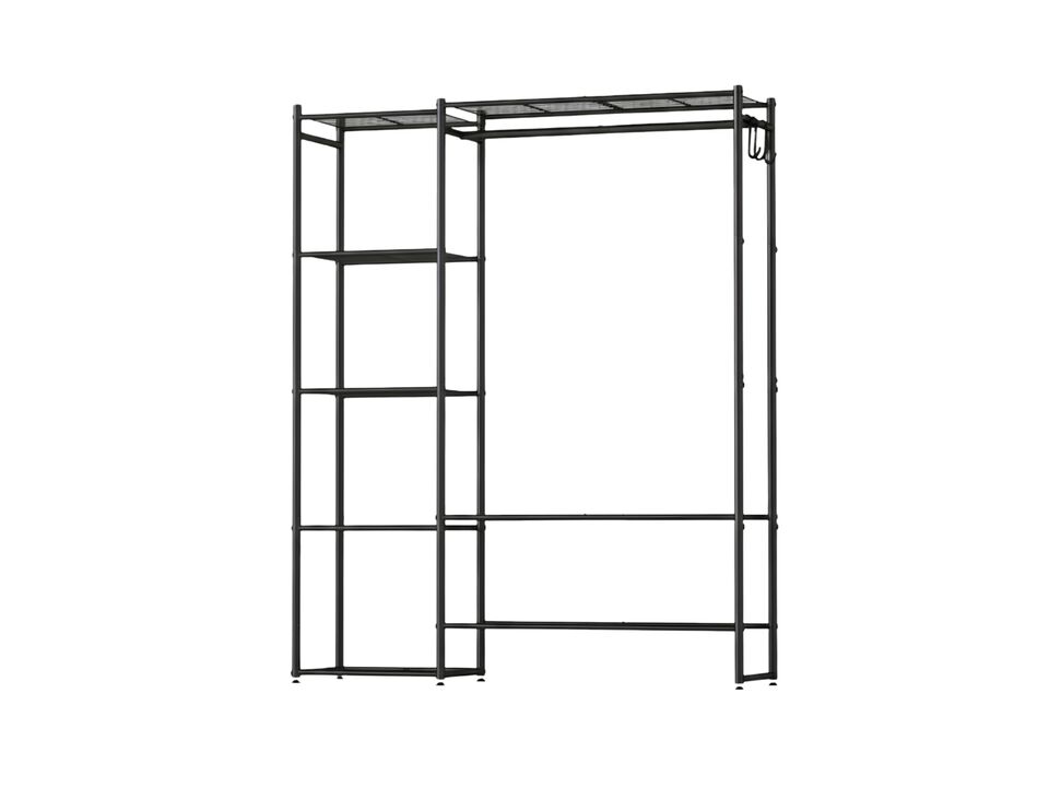 Portable Wardrobe Closet Clothing Rack with Shelves Black Storage Organizer