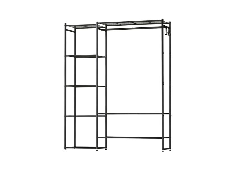 Portable Wardrobe Closet Clothing Rack with Shelves Black Storage Organizer image number 0