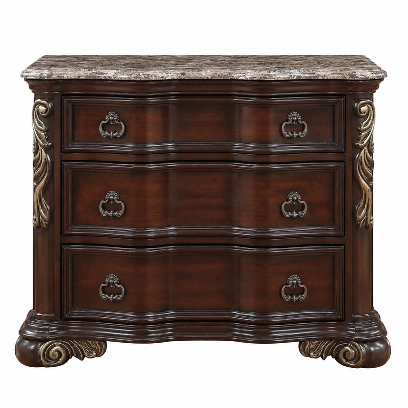 Bella Traditional Wood Nightstand with 3 Drawers, Fully Assembled Bedside Storage Table image number 0
