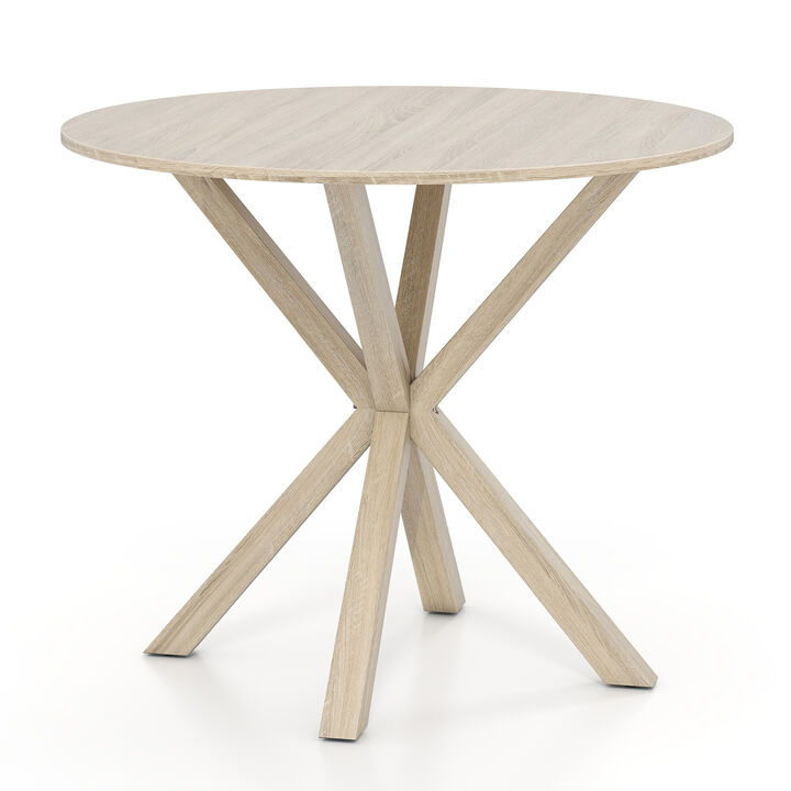 Wood Dining Table with Cross Pedestal Base &ndash; Ideal for 2-4 People Seating