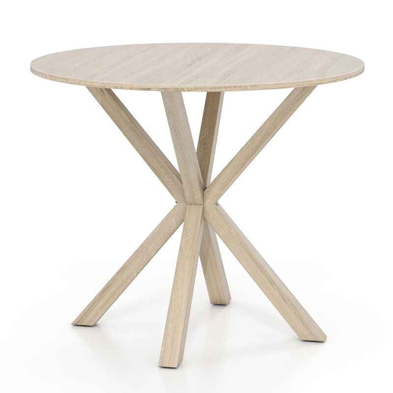 Wood Dining Table with Cross Pedestal Base &ndash; Ideal for 2-4 People Seating