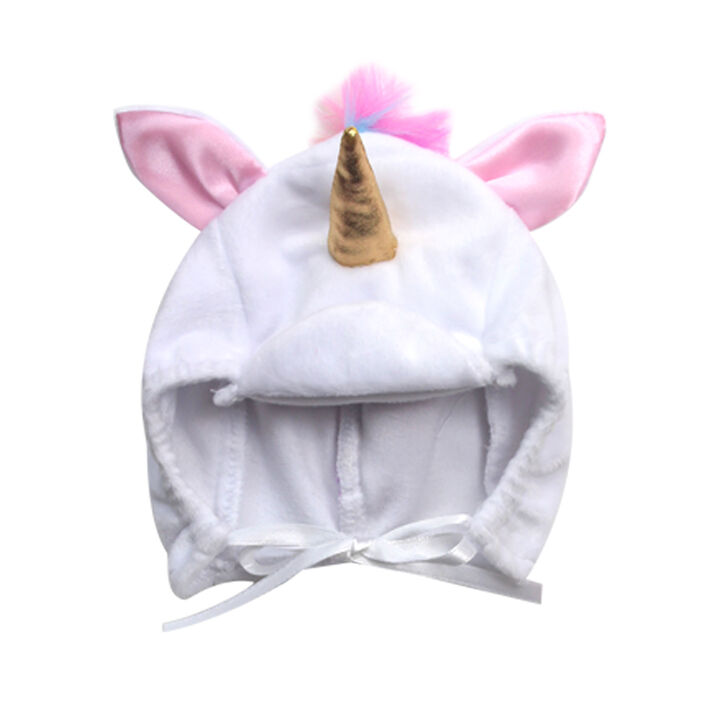2-Piece Unicorn Costume with Rainbow Hair for 15" Baby Dolls, White