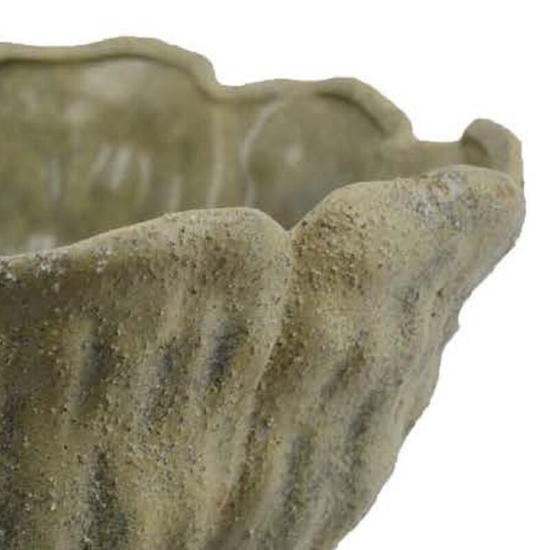 Bobo Decorative Bowl, Floral Design, 17 Inch Olive Green Ceramic