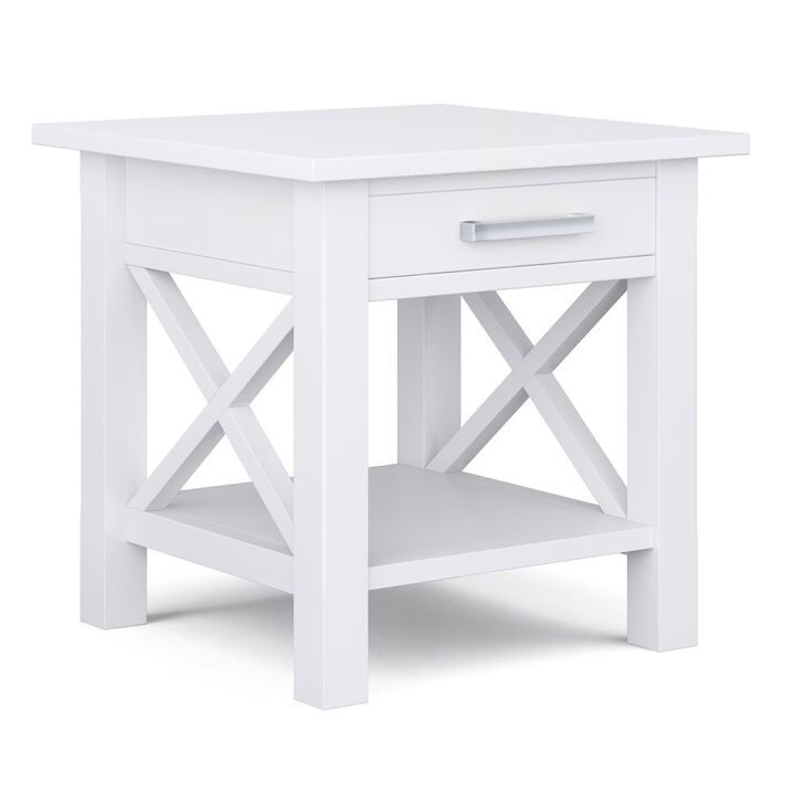 Simpli Home Kitchener Solid Wood End Table In White