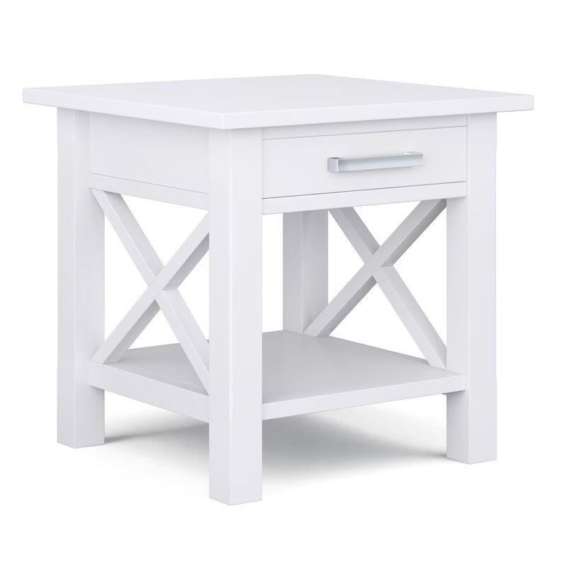 Simpli Home Kitchener Solid Wood End Table In White