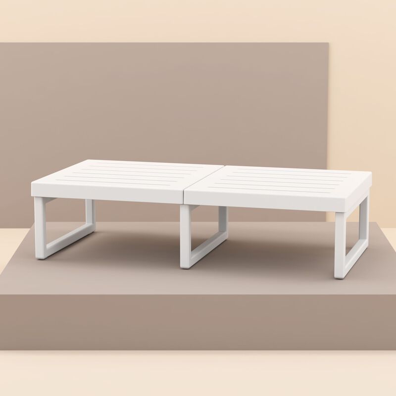 51" White Patio Rectangular Lounge Coffee Table