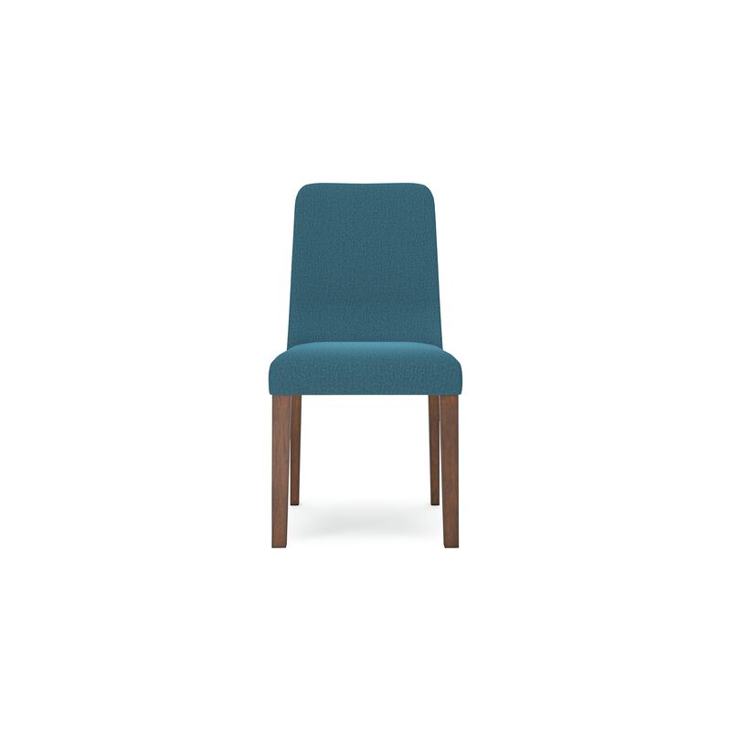 Jeyn Dining Side Chair Set of 2, Solid Hardwood, Blue Polyester Fabric - Benzara