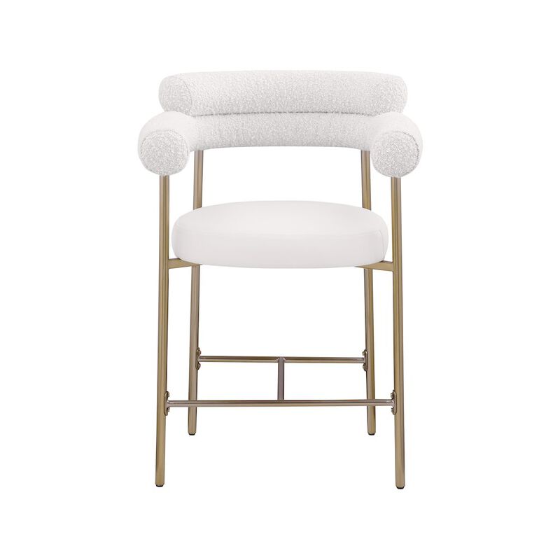 Meridian Furniture Blake Boucle Fabric / Vegan Leather Counter Stool, Set of 2