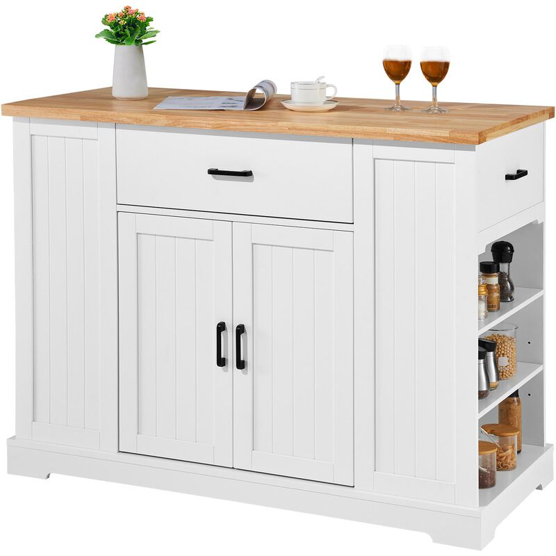 Serving Cart with Storage Cabinet, Drawer, and Shelves for Kitchen or Dining Room