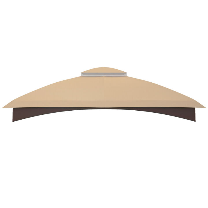 Outsunny 10' x 12' Gazebo Canopy Replacement, 2-Tier Outdoor Gazebo Cover Top Roof with Drainage Holes, (TOP ONLY), Beige