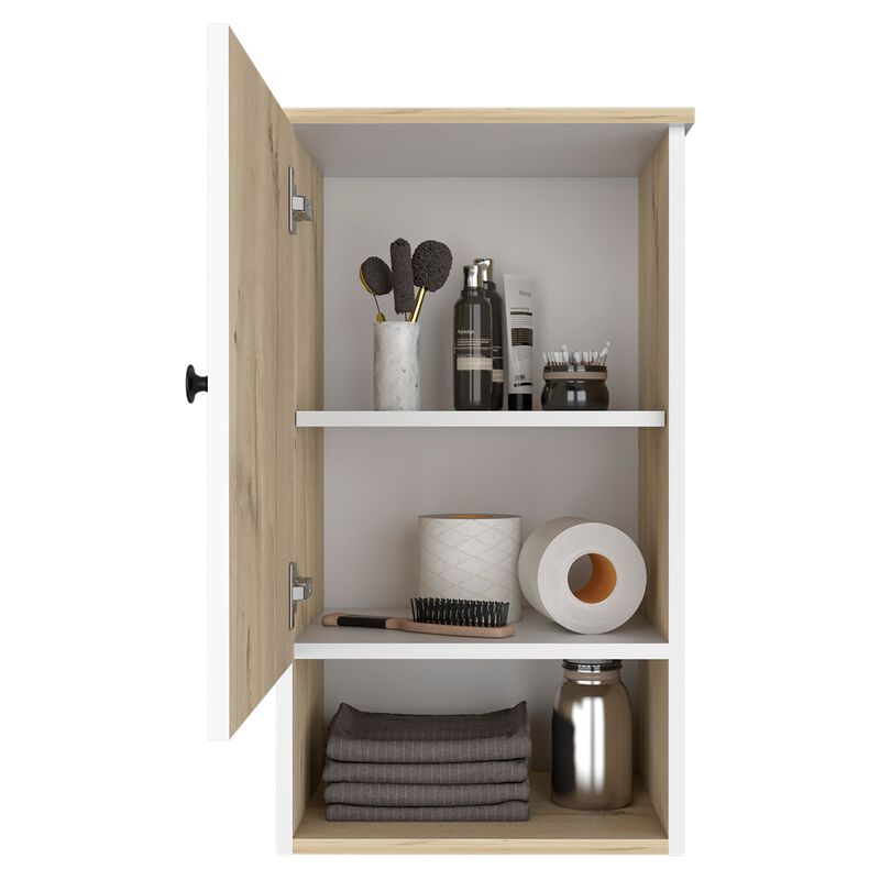 St. Angelo Medicine Cabinet, Two Internal Shelves, Single Door, One Shelf -Light Oak / White