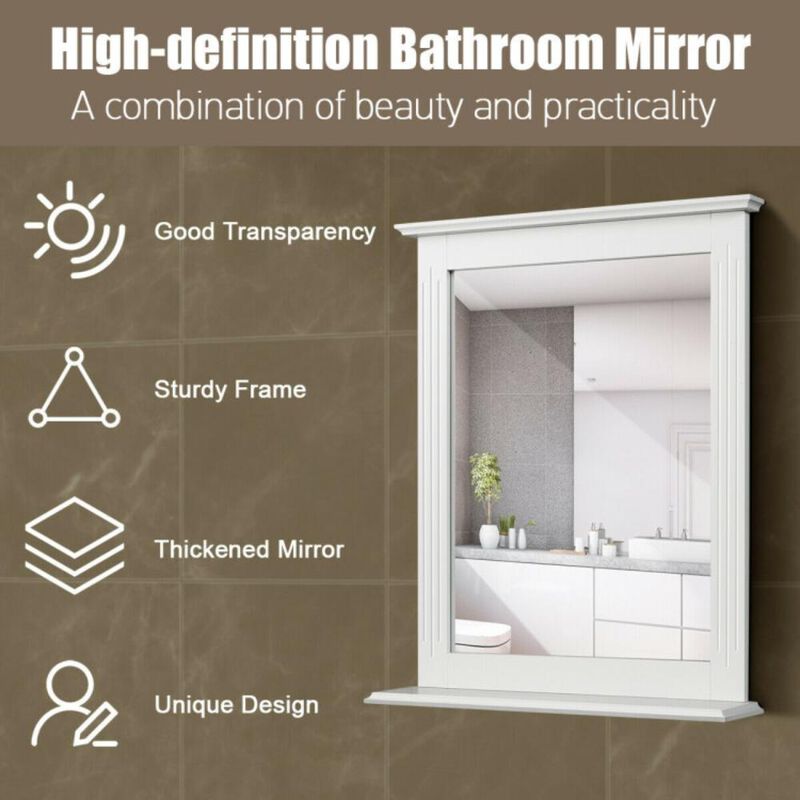 Hivvago Wall-Mounted Multipurpose Vanity Mirror with Shelf