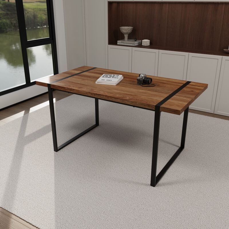 Rectangular MDF Dining Table with 4 Suede Chairs, Kitchen or Dining Room