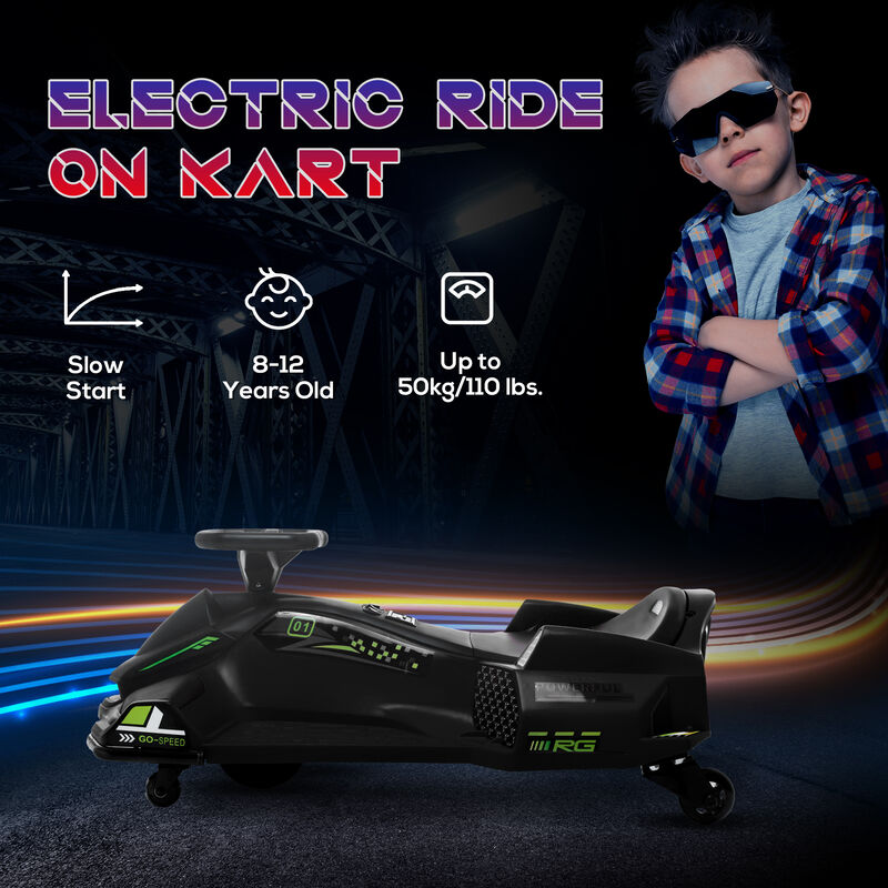 BreeBe 12V Electric Drifting Go Kart w/ Slow Start, Music, Lights image number 6