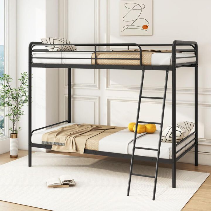 Hivvago Heavy Duty Metal Bunk Bed with Ladder and Safety Guardrails
