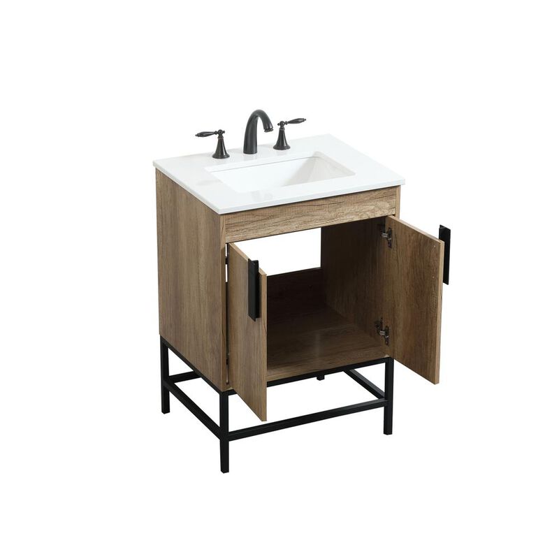 Elegant Kitchen and Bath 24 inch Single bathroom vanity in natural oak