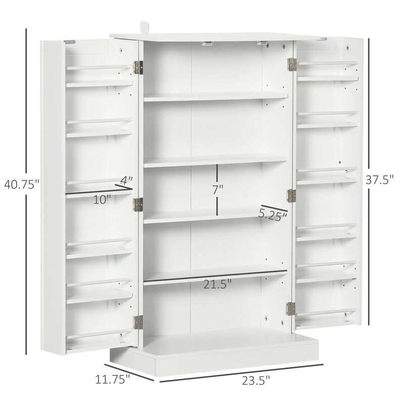 HOMCOM 41" Farmhouse Kitchen Pantry, Storage Cabinet Organizer w/Shelves,White