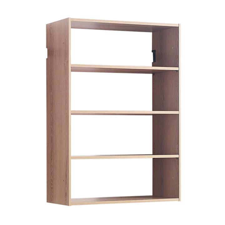 Vedz Wall Mount Adjustable Shelf, 4 Open Shelves, Oak Brown Melamine
