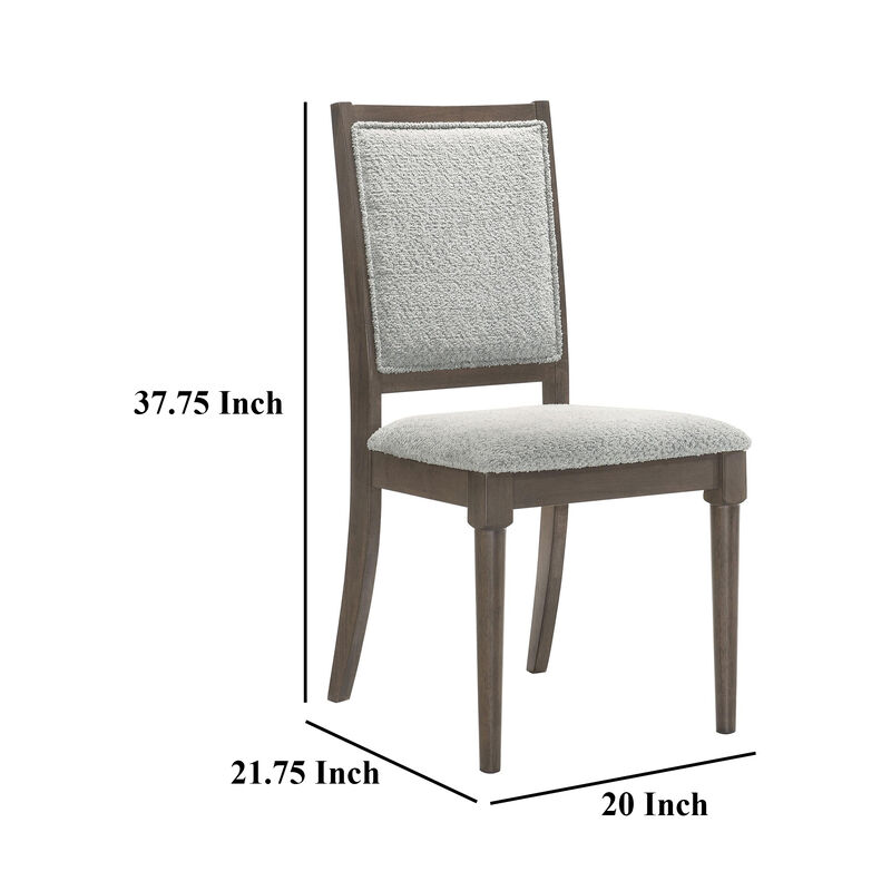 Nolan Dining Chair Set of 2, Gray Fabric, Dark Brown Hardwood Frame - Benzara