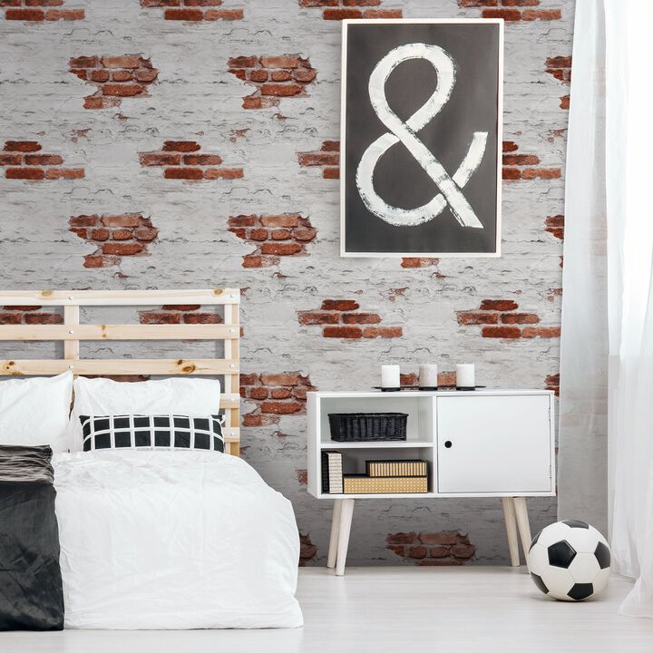 Kids and Teens Exposed Brick Grey Wallpaper G78563