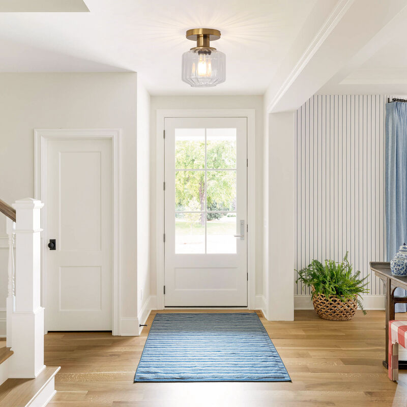 5.9" Wide Modern Gold Glass Semi Flush Mount Ceiling Light