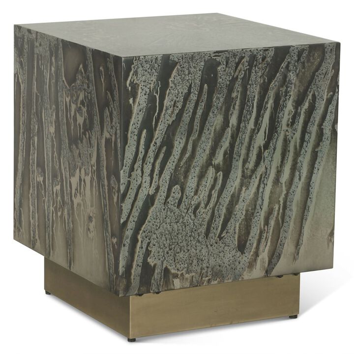 World Interiors Odessa 20 Side Table in Desert Patina with Brass Base