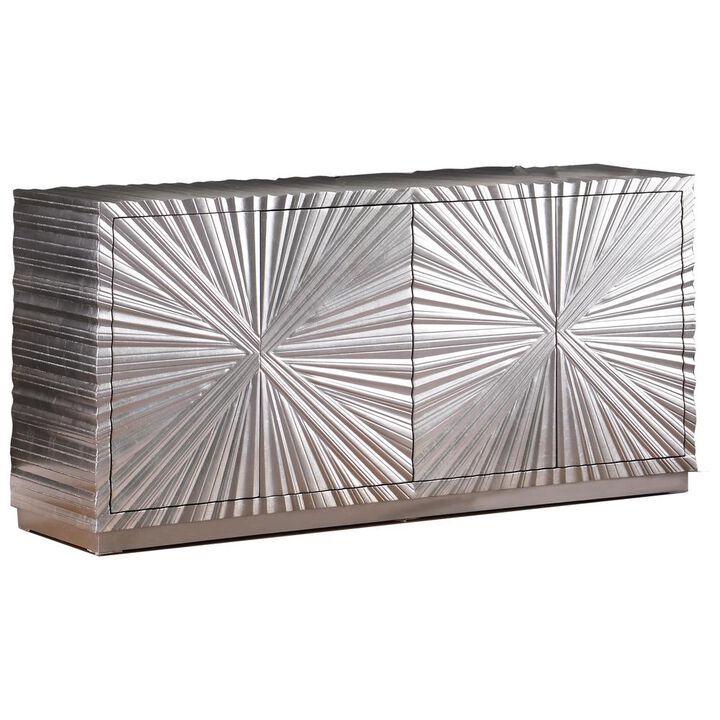 Best Master Furniture Lacy Metallic Silver Sheen Sideboard