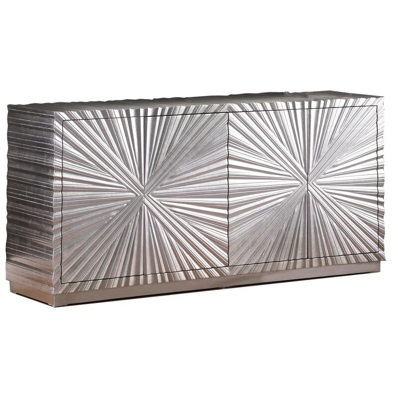 Best Master Furniture Lacy Metallic Silver Sheen Sideboard