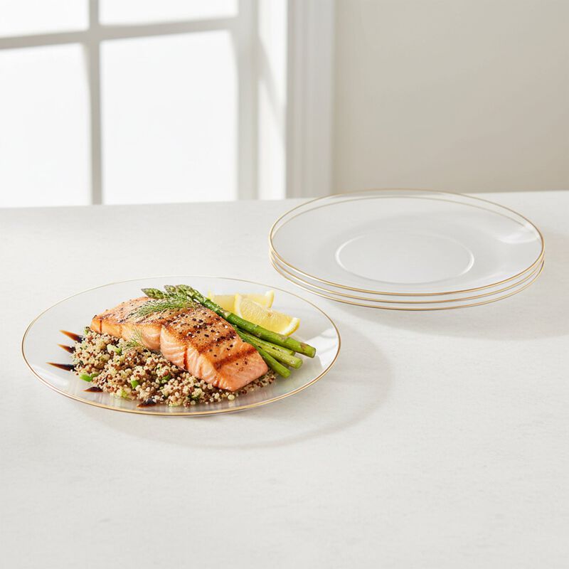 7.5" Clear with Gold Rim Organic Round Plastic Salad Plates (120 Plates) image number 6