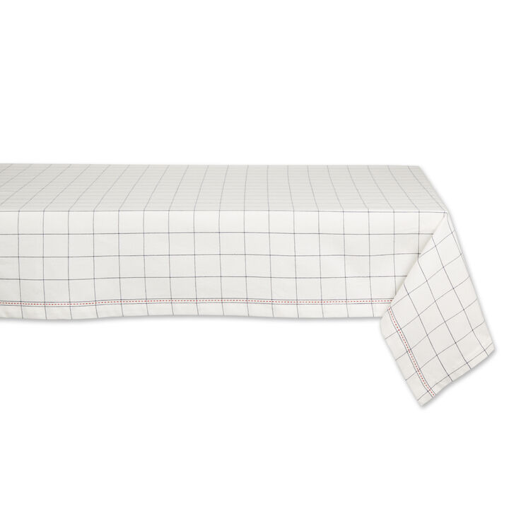 104" White Kitchen Windowpane Rectangle Tablecloth