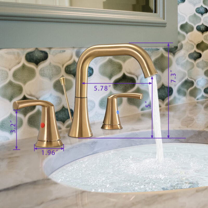 2-Handle Bathroom Faucet with Pop-Up Drain and 360&deg; Swivel High Arc Spout