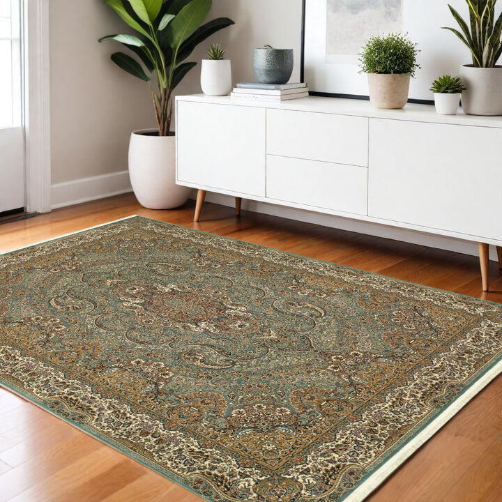 HomeRoots Medallion Area Rug With Fringe